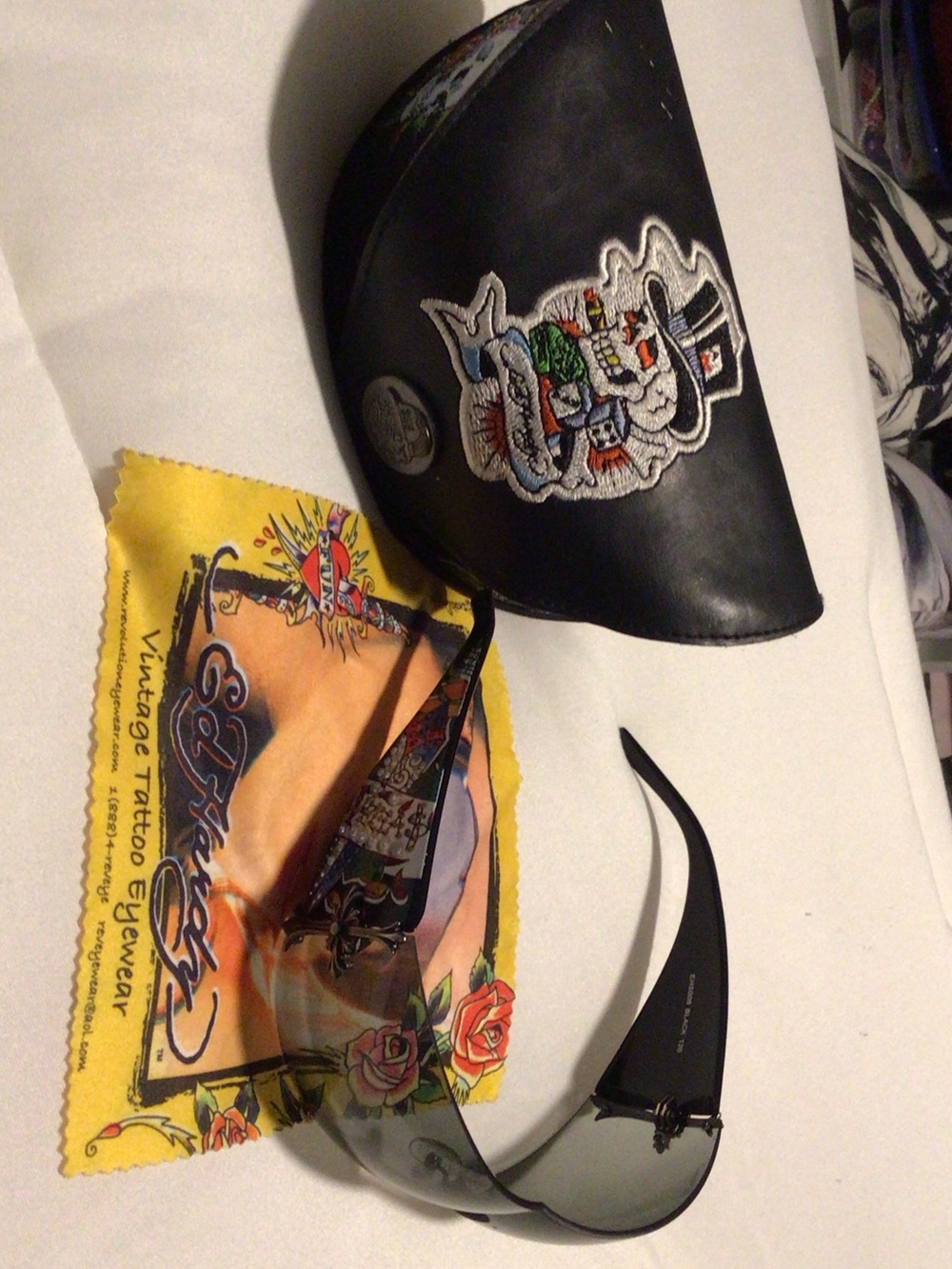 Ed Hardy Black Shield Sunglasses with Tattoo-Print Accents
